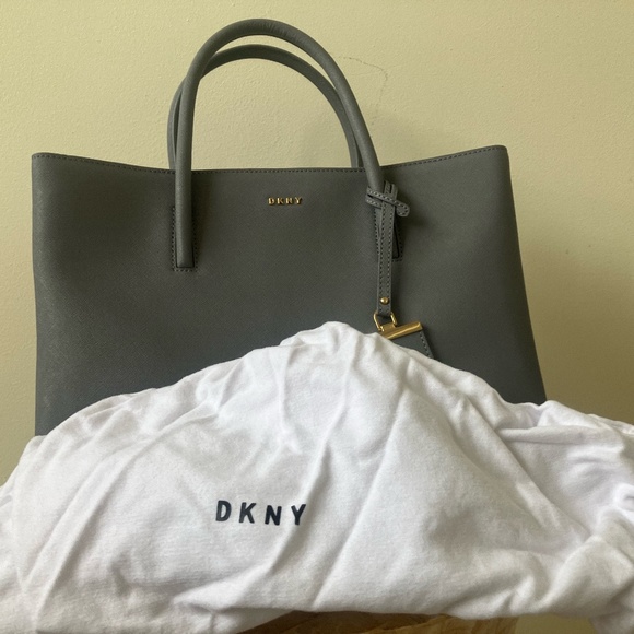 DKNY Tote Blue Gray Textured (Saffiano) Leather Brand New - Picture 9 of 10